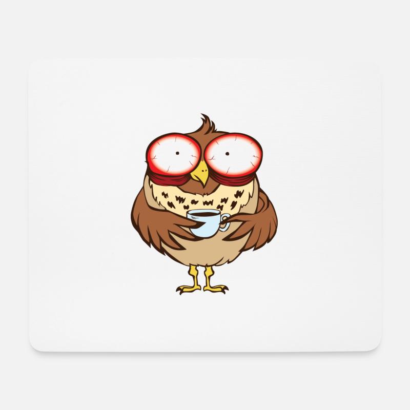 Eule Kaffee Tee - Mousepad (Querformat) - Weiß