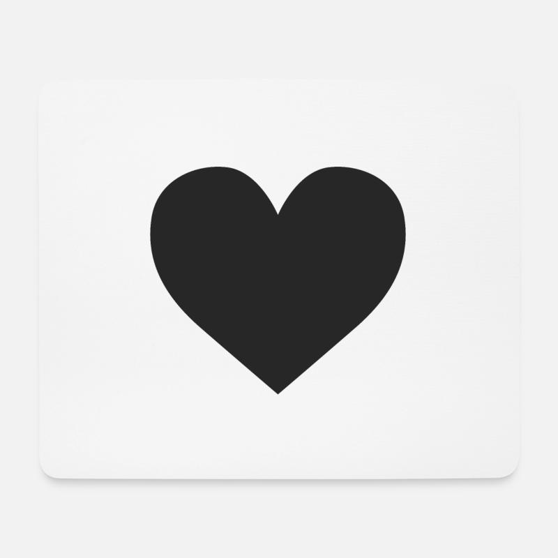 coeur noir - Tapis de souris (format paysage) - blanc