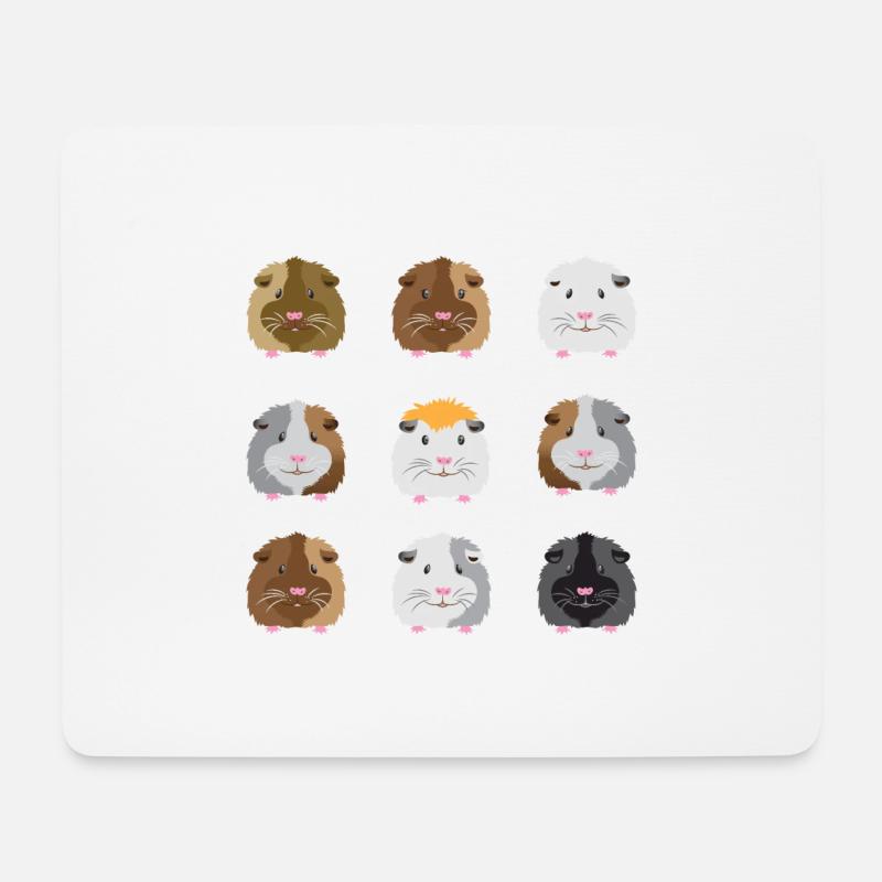 Neun Meerschweinchen Gesichter - Mousepad (Querformat) - Weiß