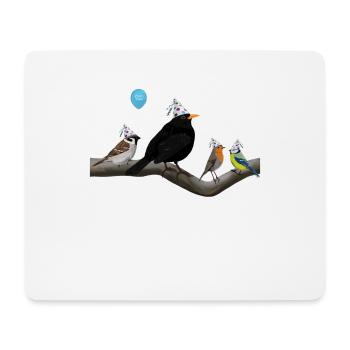 Blackbird fête son anniversaire avec ses amis - Tapis de souris (format paysage) - blanc - Devant