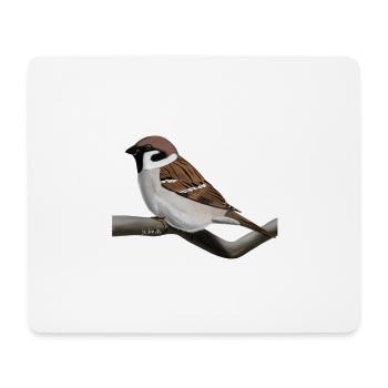 Bird motif Eurasian Tree Sparrow Bird Animal Design - Mouse Pad (horizontal) - white - Front