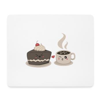 Coffee and Cake In Love Gift Kawaii Love - Mouse Pad (horizontal) - white - Front
