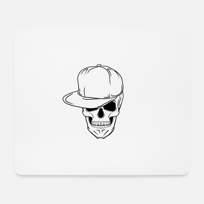Totenkopf - Hip Hop Style - Mousepad (Querformat) - Weiß
