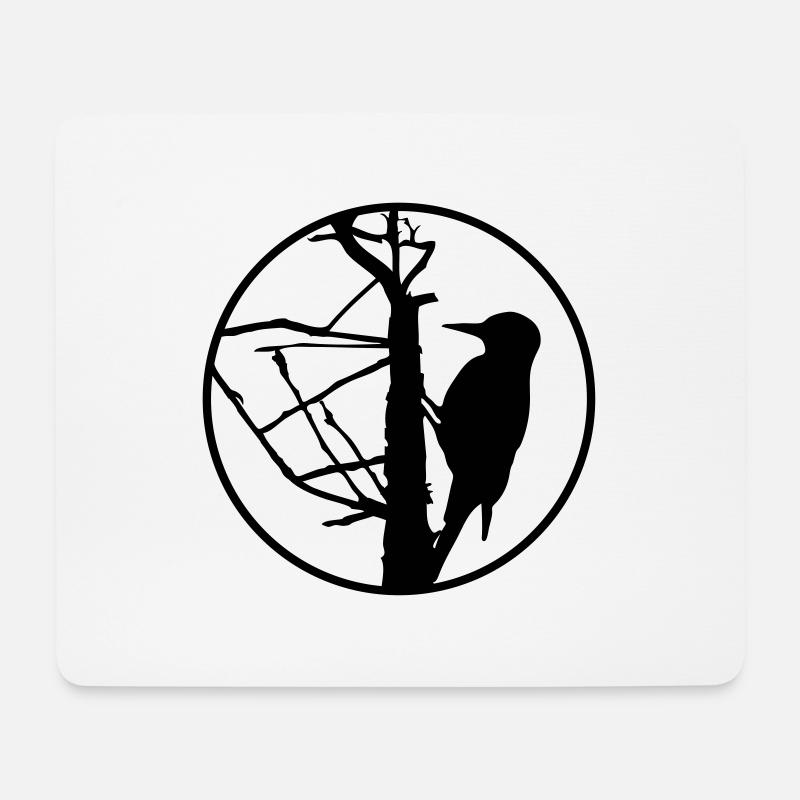 Specht / Woodpecker / Silhouette / Vogel - Mousepad (Querformat) - Weiß