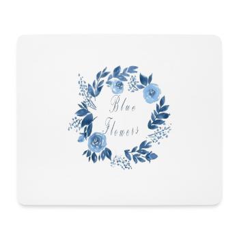 BLAUE BLUMEN - Mousepad (Querformat) - Weiß - Vorne