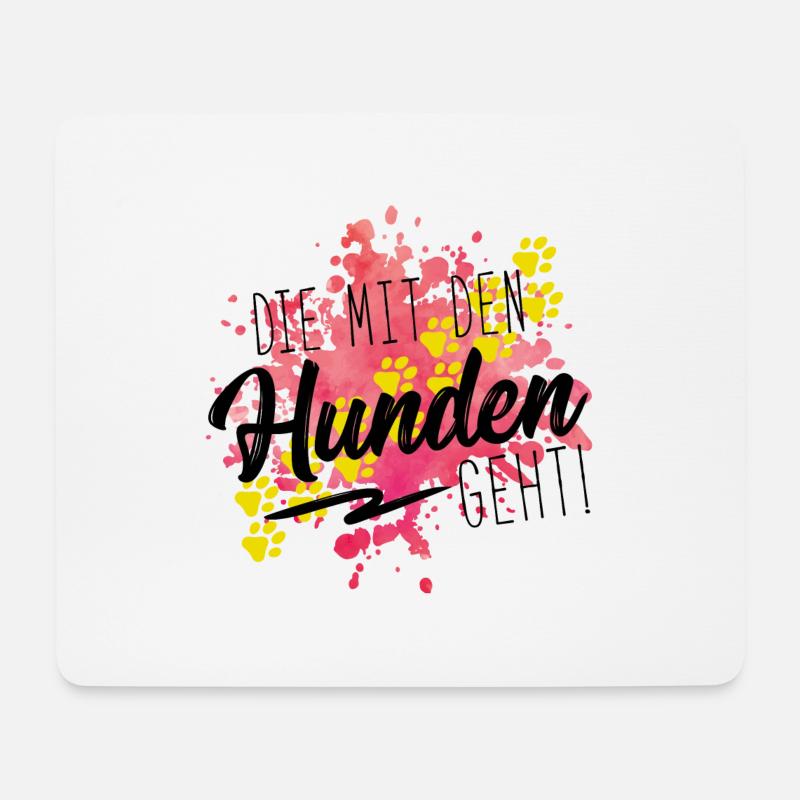 mit den hunden geht design - Mousepad (Querformat) - Weiß