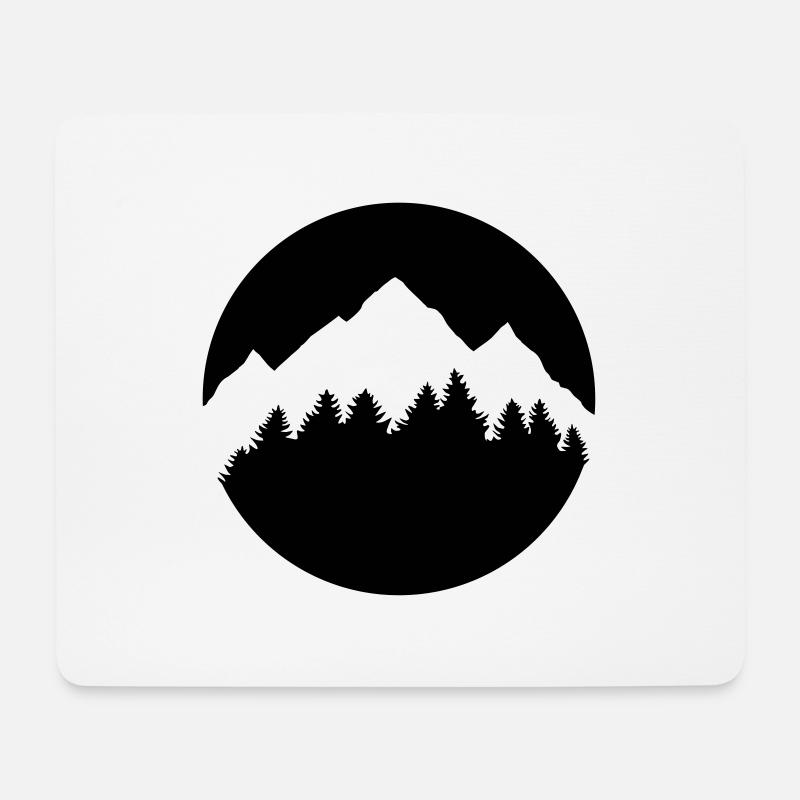 Berge, Wald - Mousepad (Querformat) - Weiß