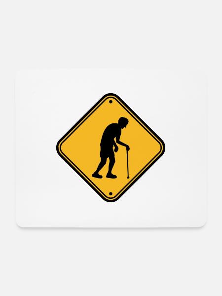Achtung Altenheim Schild - Mousepad (Querformat) - Weiß