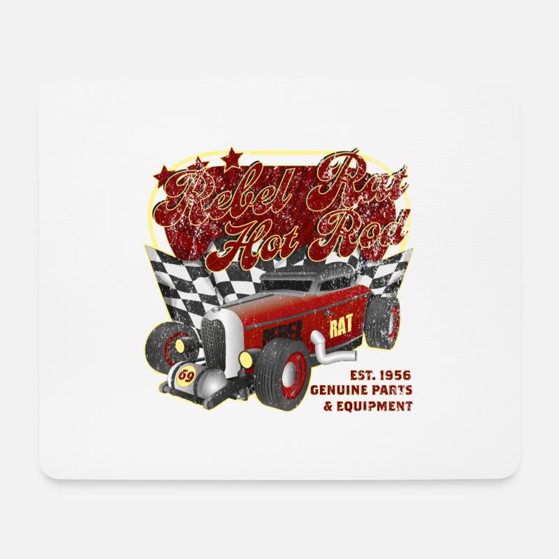 Rebel Rat Hot Rod - Mousepad (Querformat) - Weiß