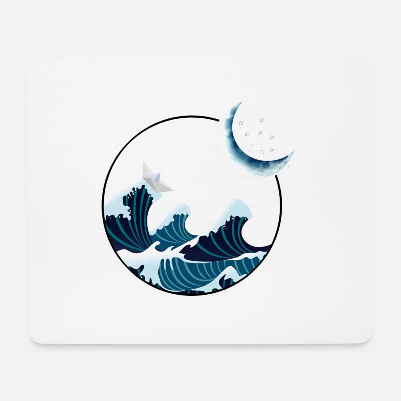 Papierboot im Sturm - Mousepad (Querformat) - Weiß