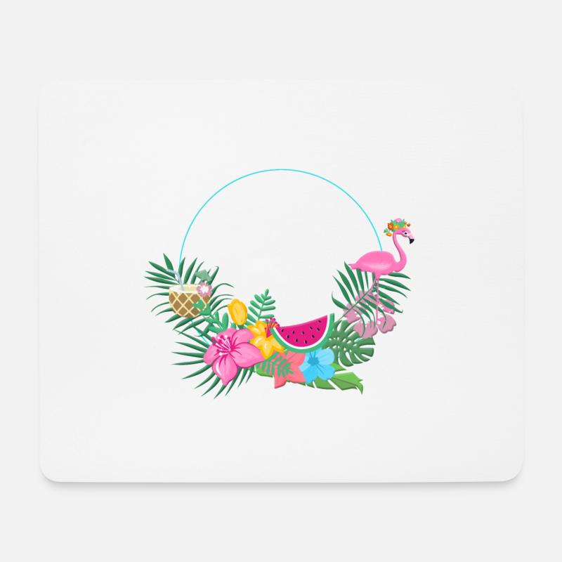beachy_wreath_flamingo - Mousepad (Querformat) - Weiß