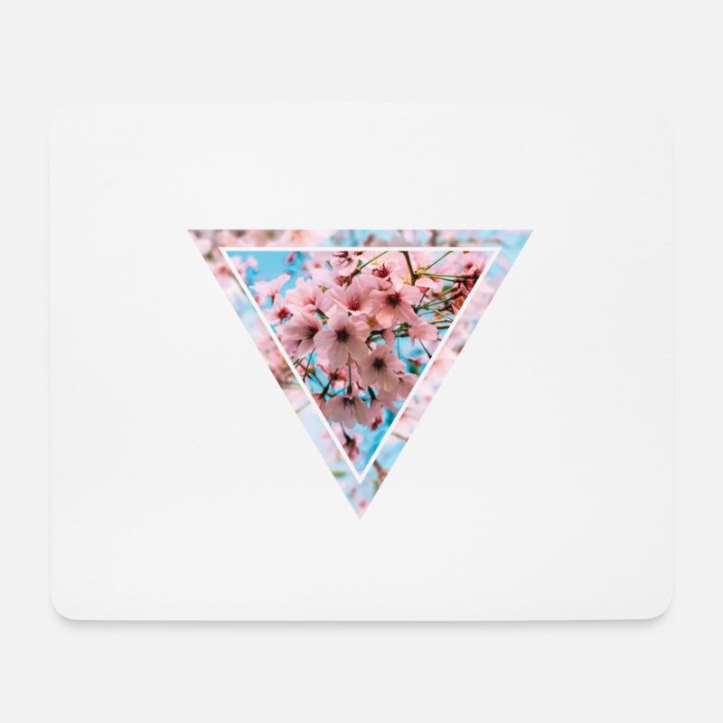 Kirschblüten-Dreieck - Mousepad (Querformat) - Weiß