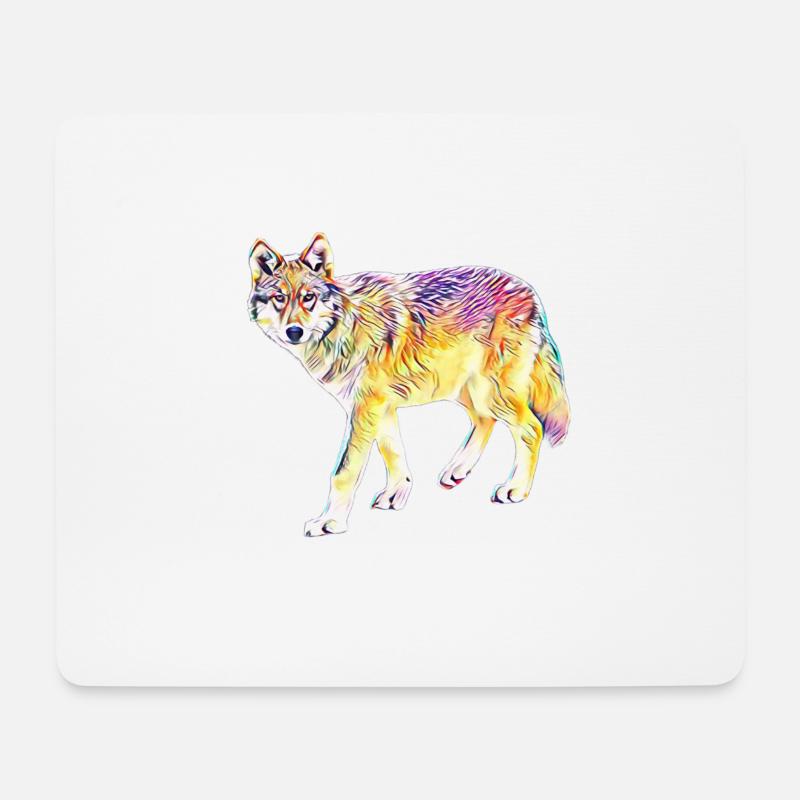 Wolf - Mousepad (Querformat) - Weiß