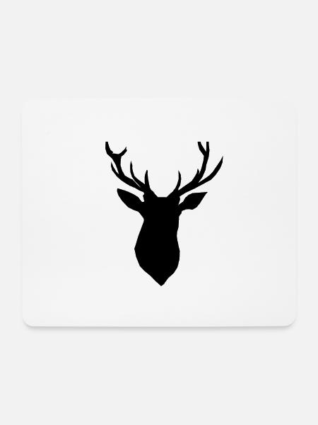 Hirsch Logo Schwarz Hirschkopf Elch Rentier Bambi - Mousepad (Querformat) - Weiß