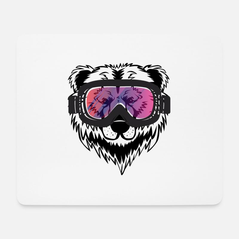 Ski Skifahren Skifahrer Baer Geschenk - Mousepad (Querformat) - Weiß