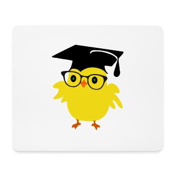 🐥❤✦°•Cute Nerd Chick on a Graduation Cap& Glasses - Mouse Pad (horizontal) - white - Front