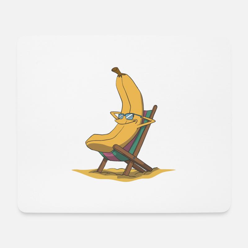 Banane im Liegestuhl - Mousepad (Querformat) - Weiß