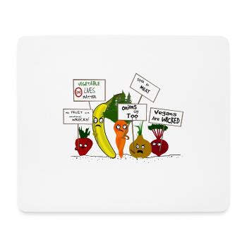 Vegetables and Fruit Protesting Vegans - Mouse Pad (horizontal) - white - Front