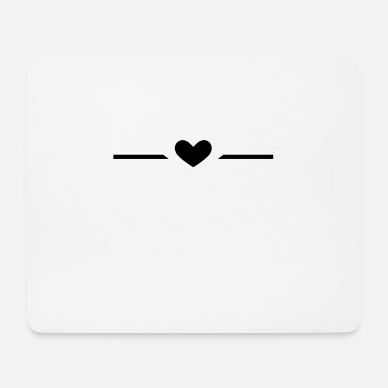 Linie Herz Schwarz - Mousepad (Querformat) - Weiß