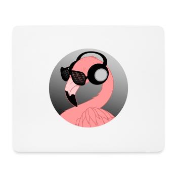 Flamingo with sunglasses and headphones - Mouse Pad (horizontal) - white - Front