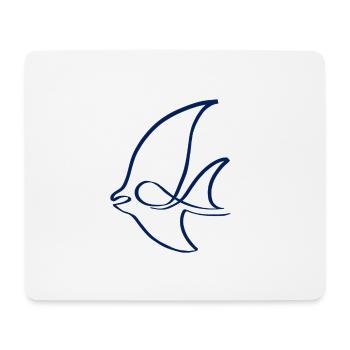 One line fish blue - Mouse Pad (horizontal) - white - Front