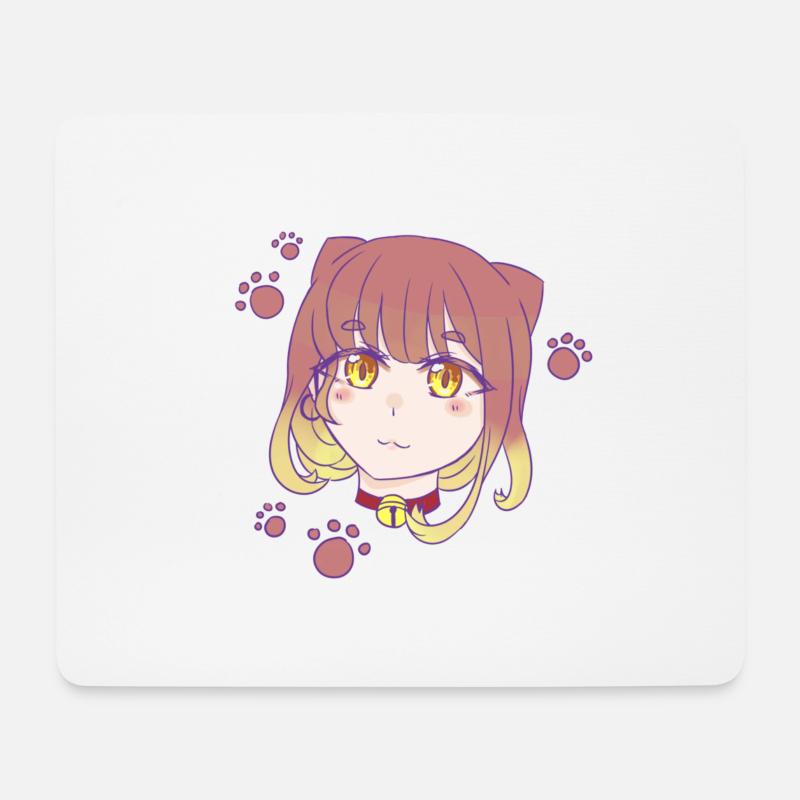 Manga Katzen Girl - Mousepad (Querformat) - Weiß