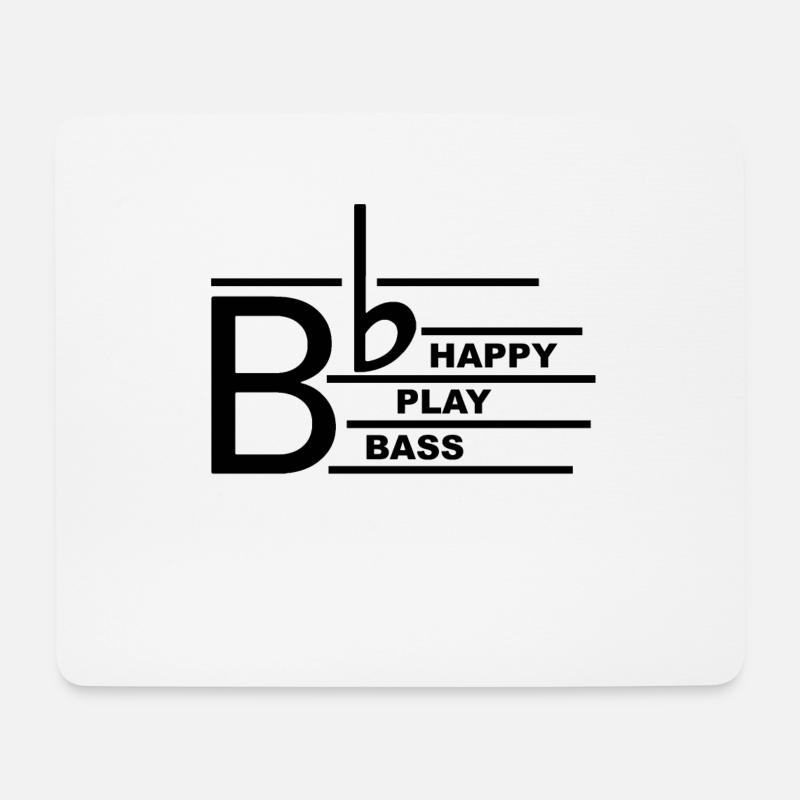 Be Happy Bass - Mousepad (Querformat) - Weiß
