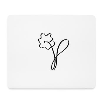 One line flower black - Mouse Pad (horizontal) - white - Front