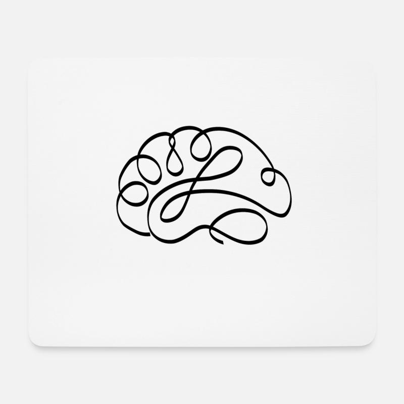 One Line Gehirn schwarz - Mousepad (Querformat) - Weiß