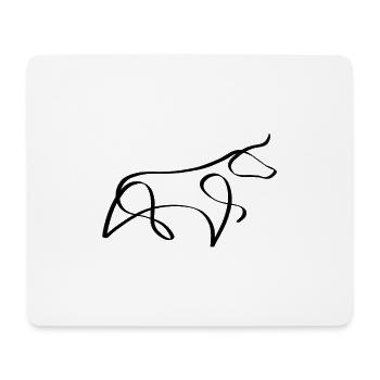 One line bull black - Mouse Pad (horizontal) - white - Front