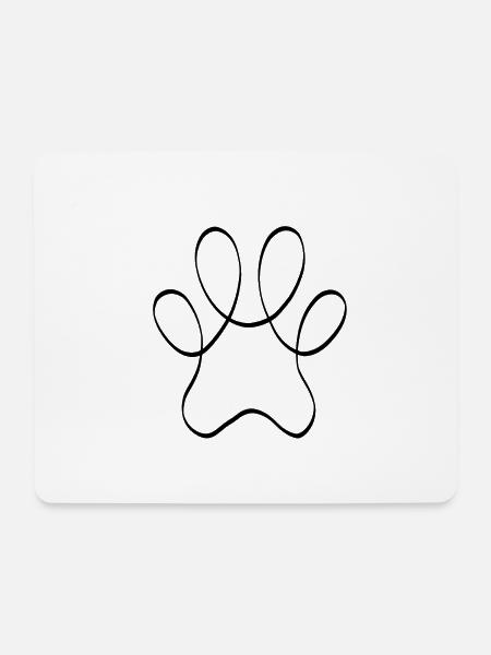 One Line Pfote schwarz - Mousepad (Querformat) - Weiß
