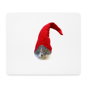 Chat, noël, chat de noël, chat de santa - Tapis de souris (format paysage) - blanc - Devant