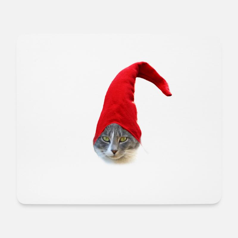 Katze, Weihnachten, Weihnachtskatze, Santa Katze - Mousepad (Querformat) - Weiß