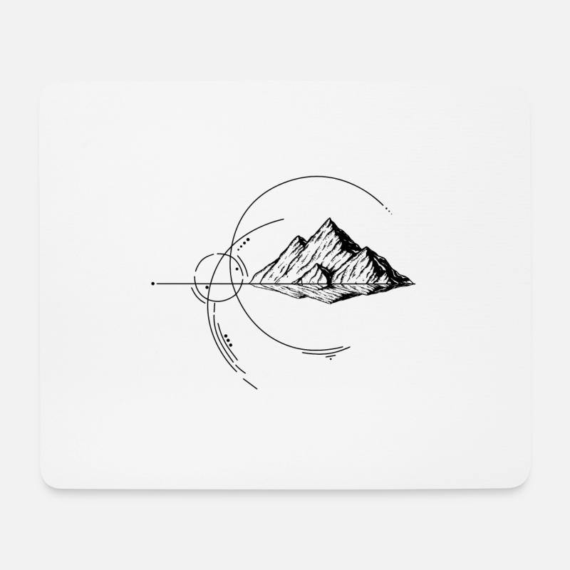 Berge spiegeln sich - geometrischer Style - Mousepad (Querformat) - Weiß