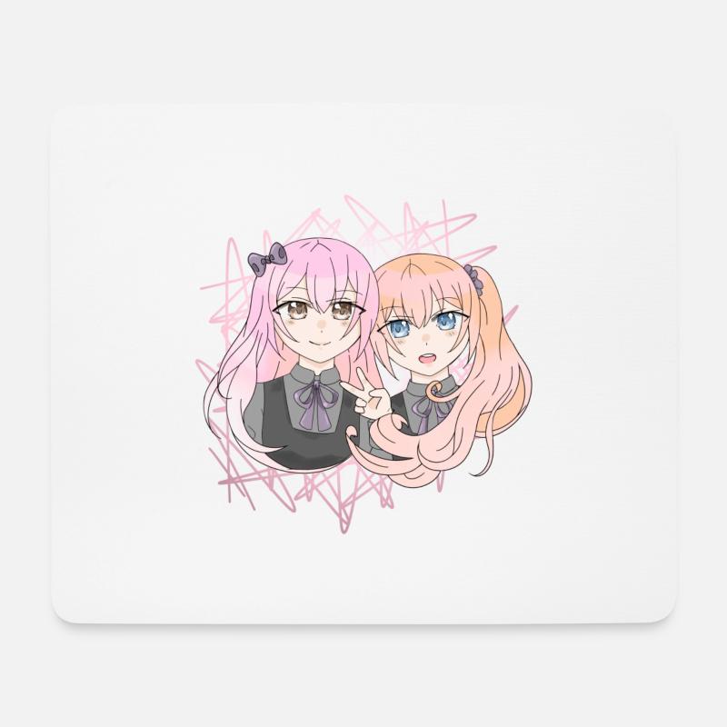 Manga Girls - Mousepad (Querformat) - Weiß