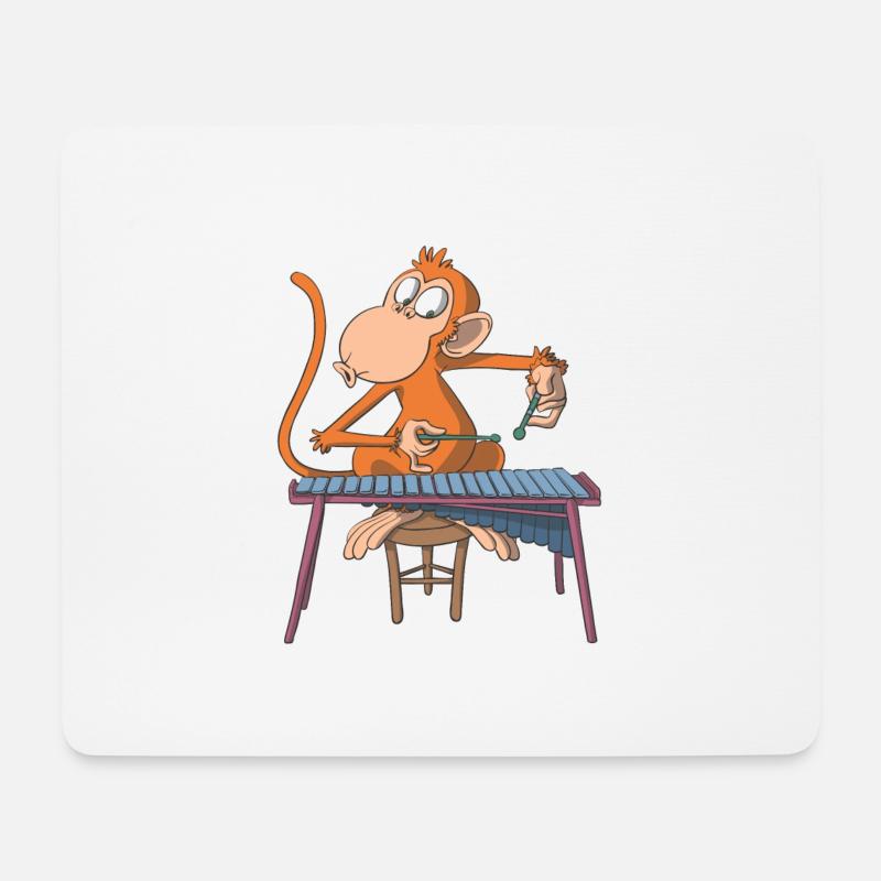Affe spielt Marimba Xylophon - Mousepad (Querformat) - Weiß