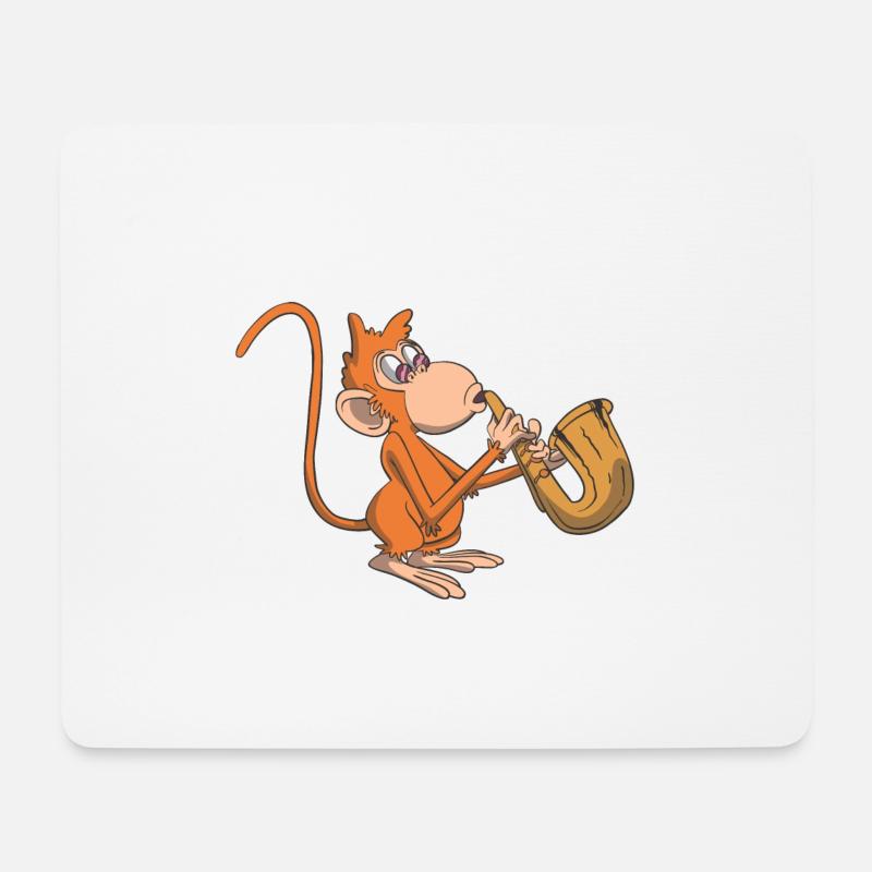 Affe spielt Saxophon - Mousepad (Querformat) - Weiß