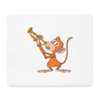 Le singe joue de la trompette - Tapis de souris (format paysage) - blanc - Devant
