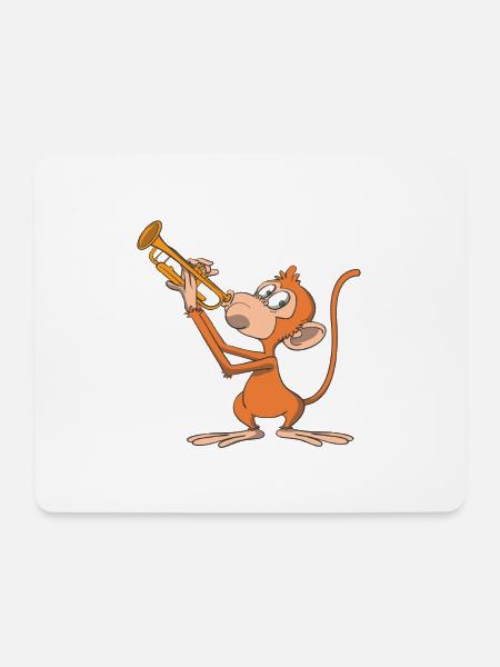 Monkey plays the trumpet - Mouse Pad (horizontal) - white