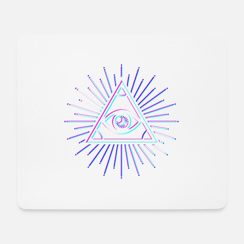 Illuminati all seeing eye blue 3d effect - Mousepad (Querformat) - Weiß