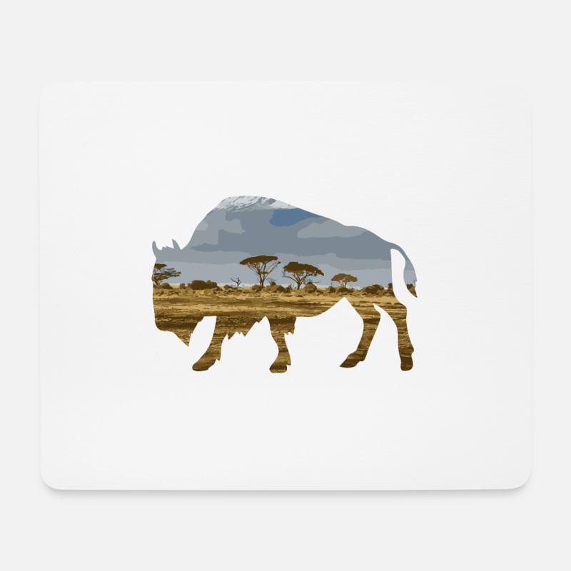 Double Exposure Animal Bison Geschenkidee - Mousepad (Querformat) - Weiß