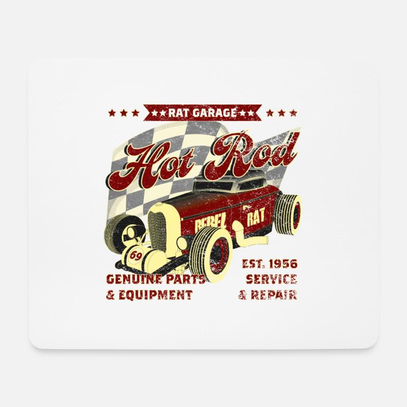 Hot Rod Rat Garage - Mousepad (Querformat) - Weiß