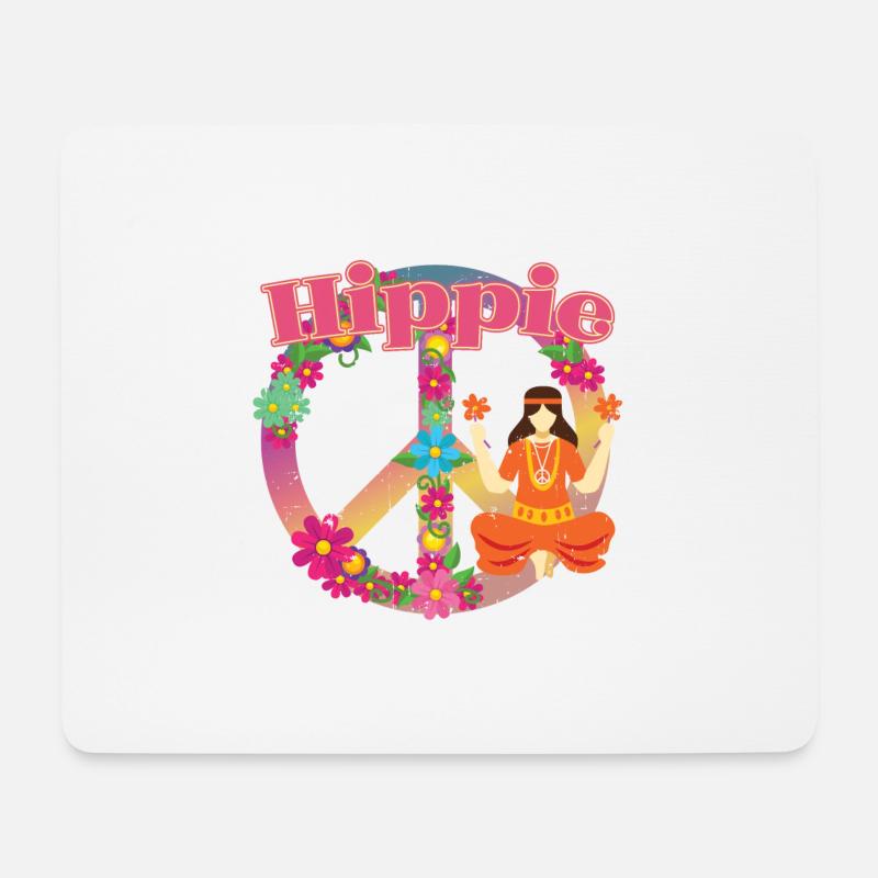 Hippie Outfit | Hippies 60er Frieden Geschenkideen - Mousepad (Querformat) - Weiß