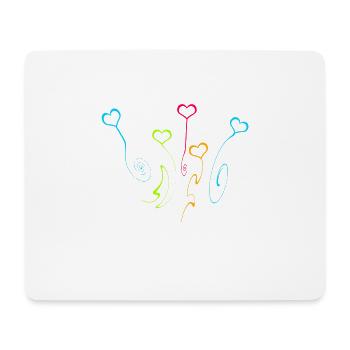 Bunte Herzen verschieden Formen Deko - Mousepad (Querformat) - Weiß - Vorne