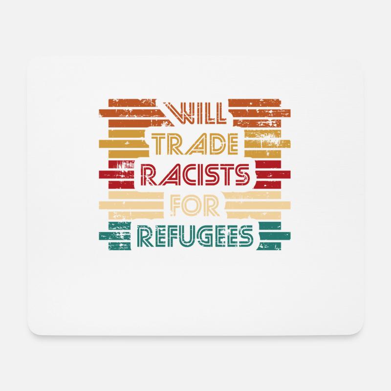 Tauschen Sie Rassisten gegen Flüchtlinge. - Mousepad (Querformat) - Weiß