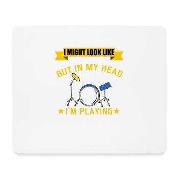 Drumming Shirt For Drummers "Mais dans ma tête, - Tapis de souris (format paysage) - blanc - Devant