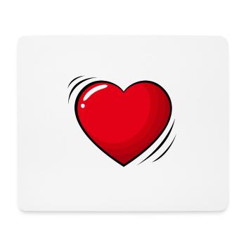 Grand coeur rouge - Tapis de souris (format paysage) - blanc - Devant