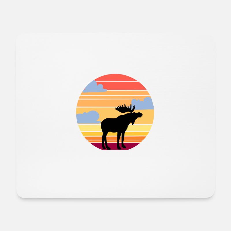 Sonnenuntergang Elch Tier - Mousepad (Querformat) - Weiß