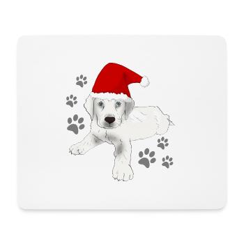 Motif de Noël du Labrador - Tapis de souris (format paysage) - blanc - Devant