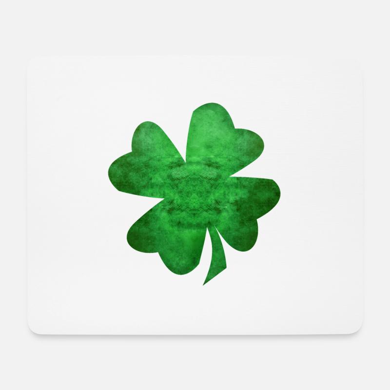 Grüner vierblättriger Kleeblatt - Mousepad (Querformat) - Weiß